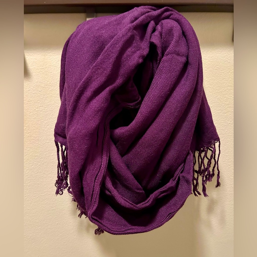 Long Plum Scarf with Fringe
